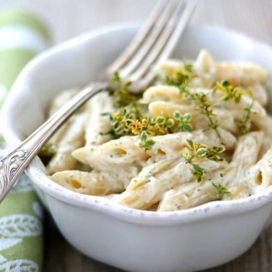 Rezeptbild: Penne mit Ricotta und Zitronenthymian