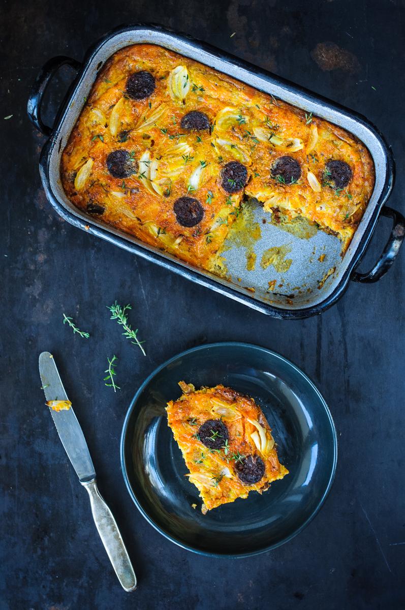 Rezeptbild: Chorizo Süßkartoffel Tortilla, im Ofen gebacken