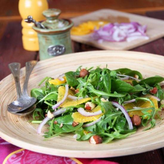 Rezeptbild: Orangen-Spinat-Arugula Salat