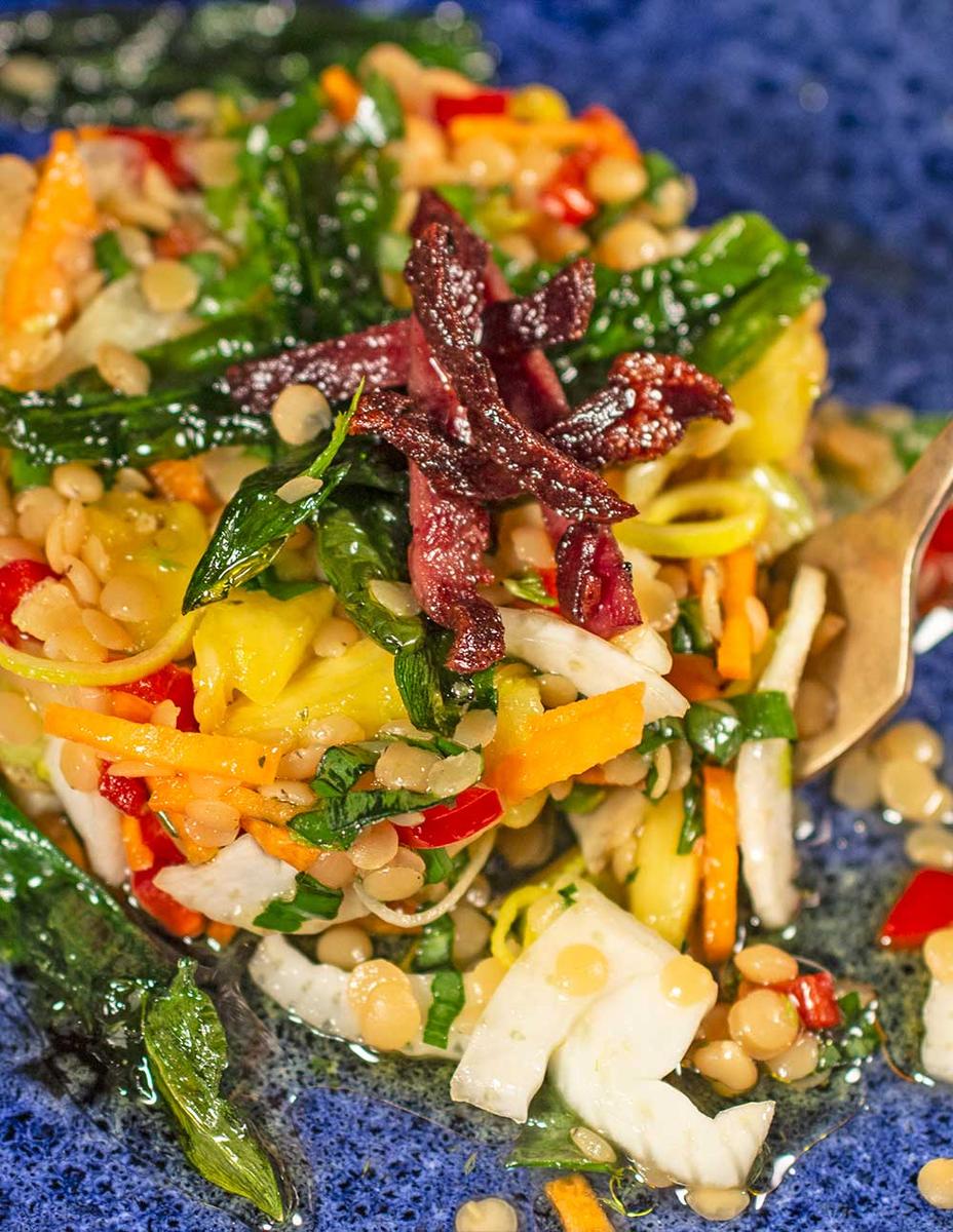 Rezeptbild: Linsensalat mit Gemüse und Bärlauch