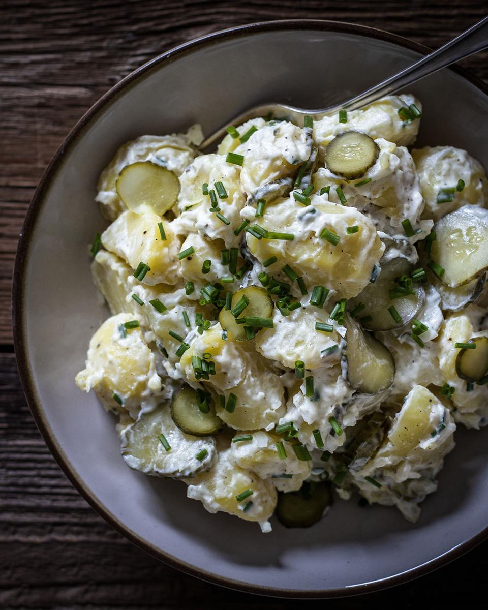 Rezeptbild: Einfacher Kartoffelsalat mit veganer Mayonnaise