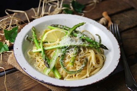 Rezeptbild: Spaghetti mit Spargelstreifen in Parmesansauce