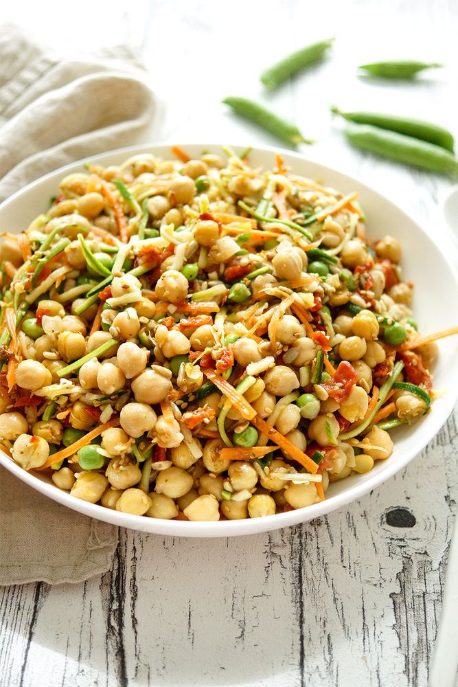 Rezeptbild: Veganer Kicherebsensalat mit Zucchini und Karotte