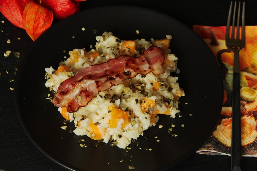 Rezeptbild: Kürbisrisotto mit Speck