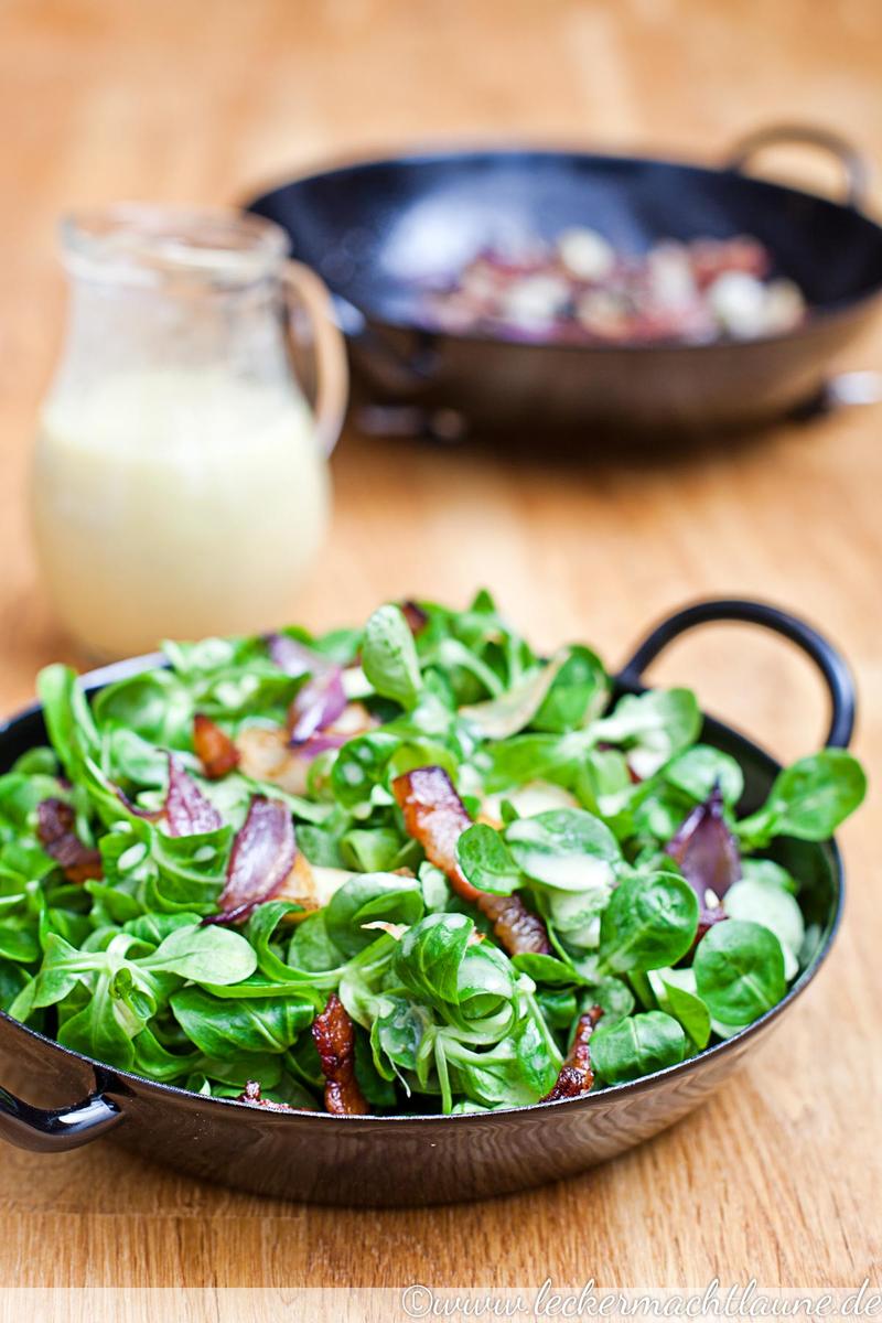 Rezeptbild: Feldsalat mit Speck und Orangendressing