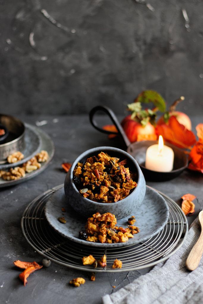 Rezeptbild: Kürbis Granola mit Ahornsirup und Nüssen