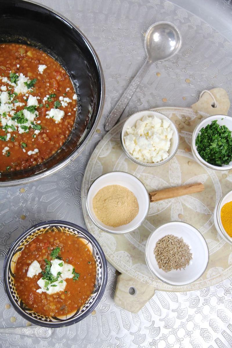 Rezeptbild: Vegetarische Harira mit Feta - arabische Linsensuppe