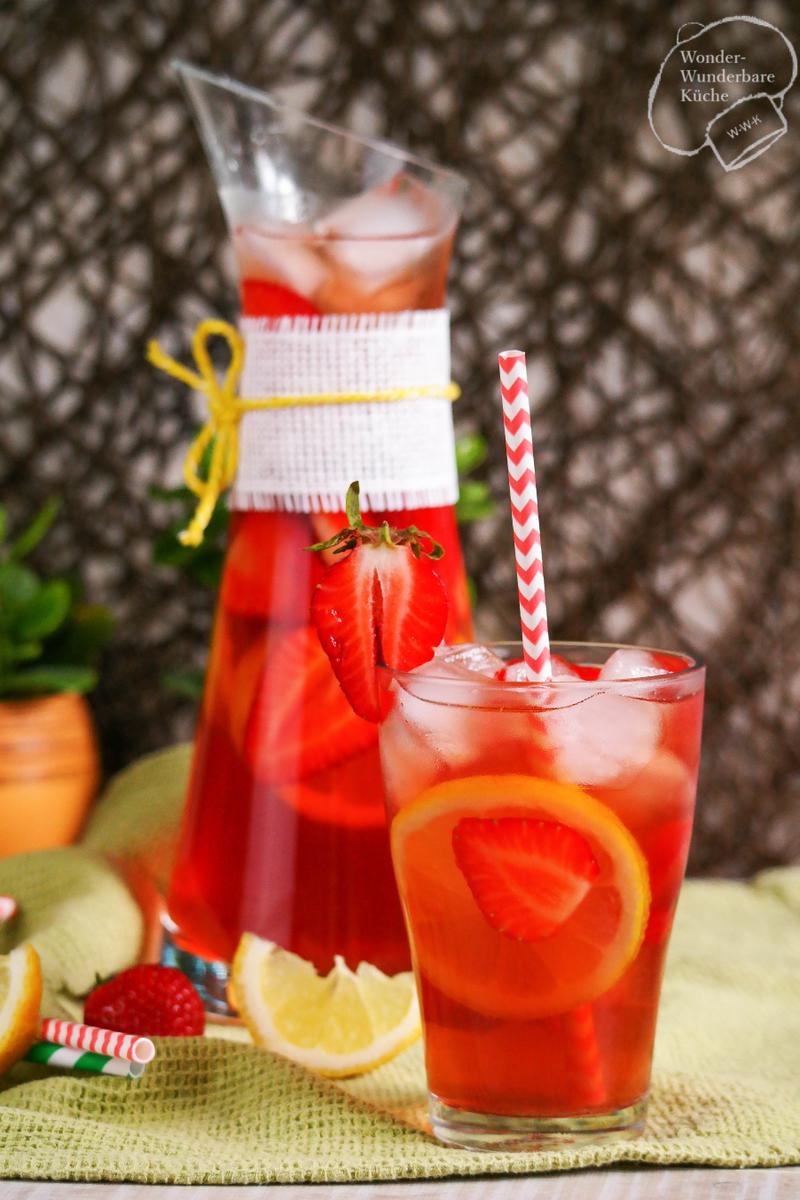 Rezeptbild: Erdbeer-Zitronen-Eistee