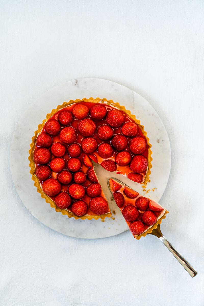 Rezeptbild: Erdbeer-Tarte mit Lemon Curd-Mascarpone Creme (mit und ohne Thermomix)