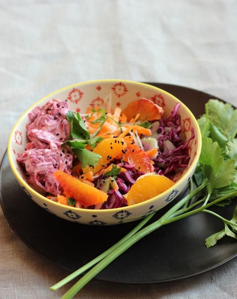 Rezeptbild: Wintersalat mit Rotkohl, Staudensellerie, Rote Bete und Karotten 