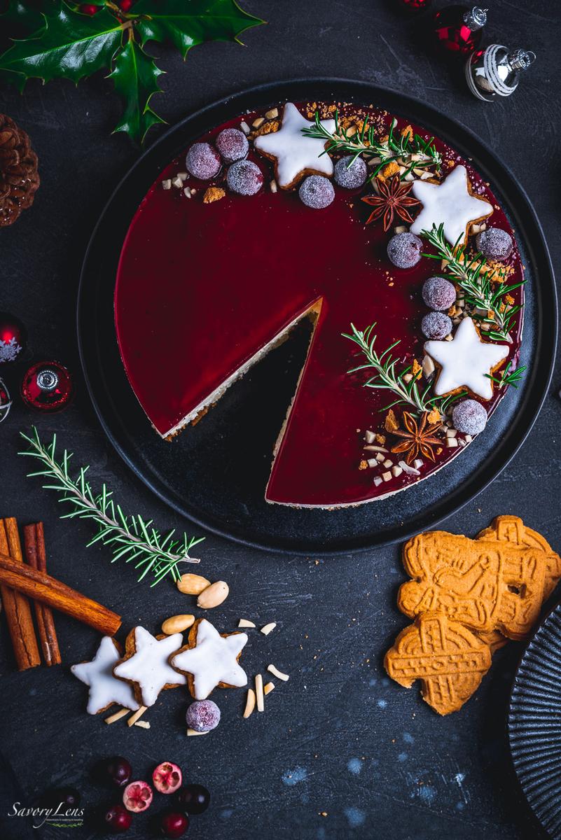 Rezeptbild: Risalamande Cheesecake mit Glühwein-Guss
