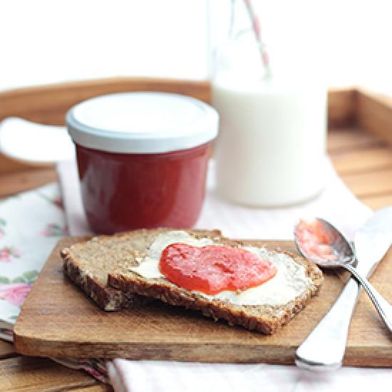 Rezeptbild: Erdbeer-Rhabarber-Marmelade