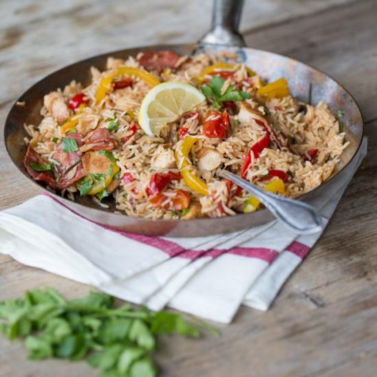 Rezeptbild: Hähnchen-Paella mit Paprika und Chorizo