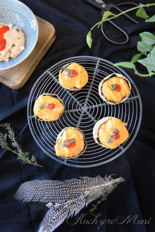 Rezeptbild: Champignons mit Ajvar Feta Cremefüllung