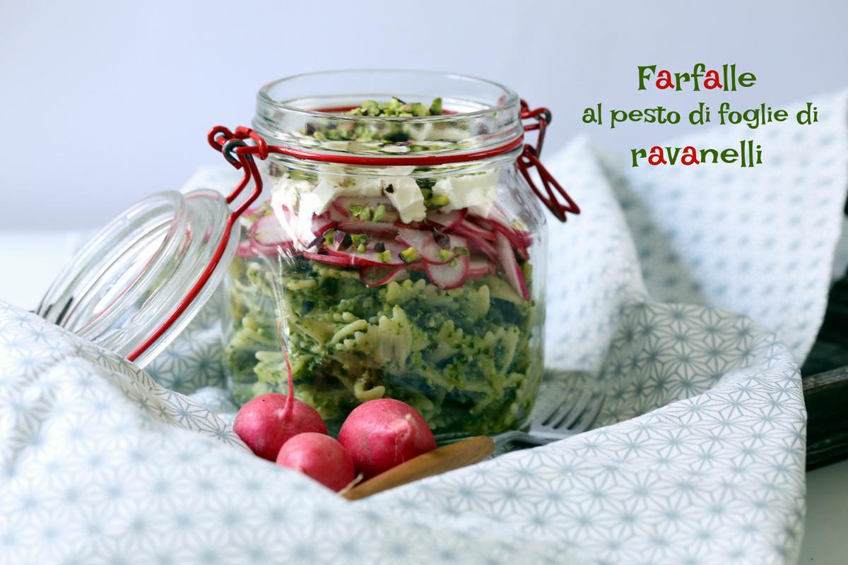 Rezeptbild: Farfalle al pesto di foglie di ravanelli