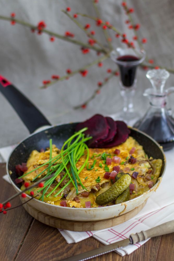 Rezeptbild: Südtiroler Bauernfrühstück mit Speck und Bergkäse