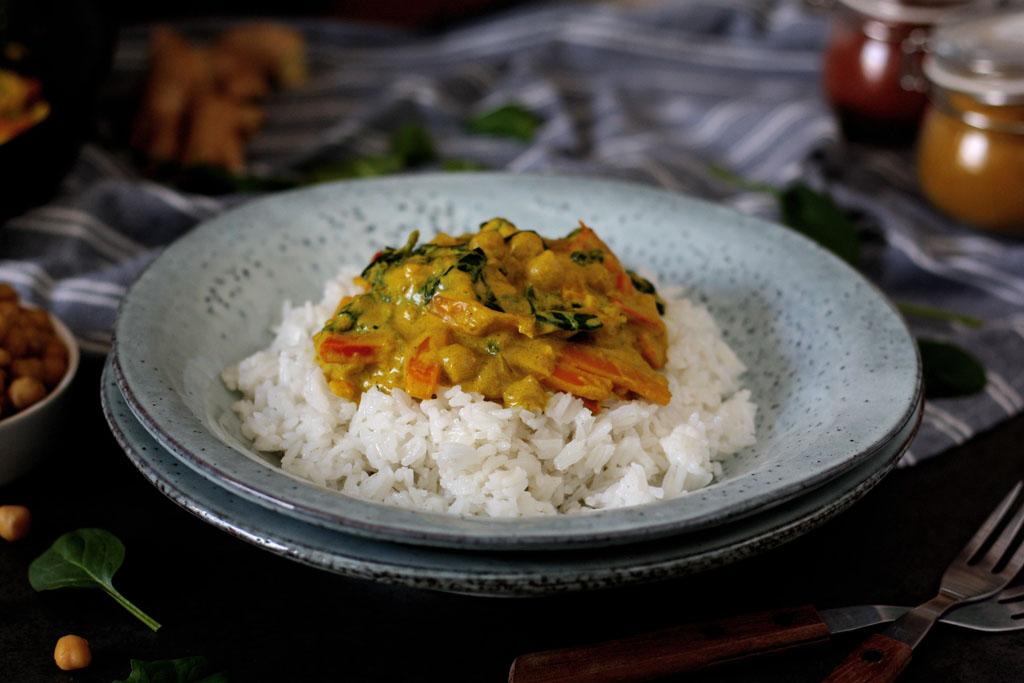Rezeptbild: Mildes Spinat-Kichererbsen-Curry