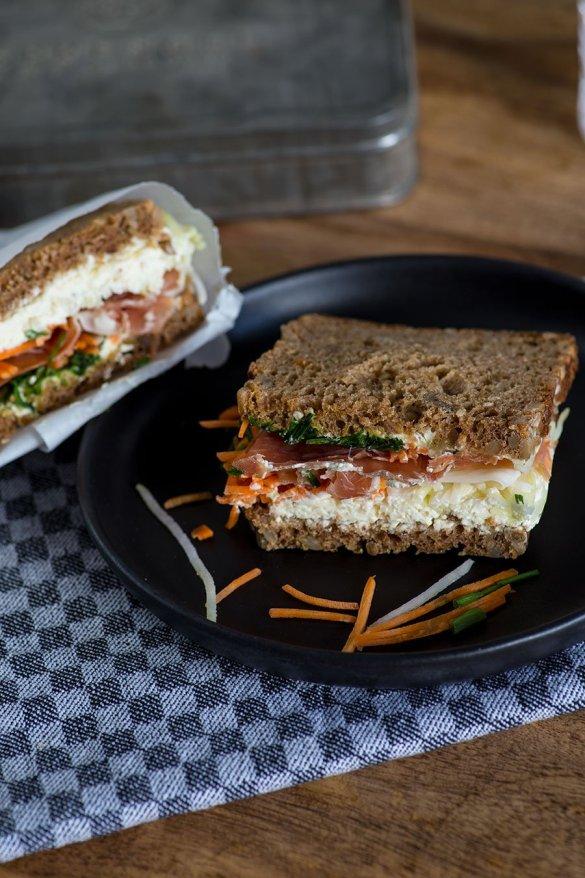 Rezeptbild: Schinken Gemüse Sandwich