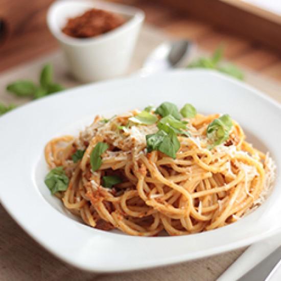 Rezeptbild: Spaghetti mit Tomatenpesto