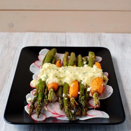 Rezeptbild: Gerösteter Spargel- und Karottensalat