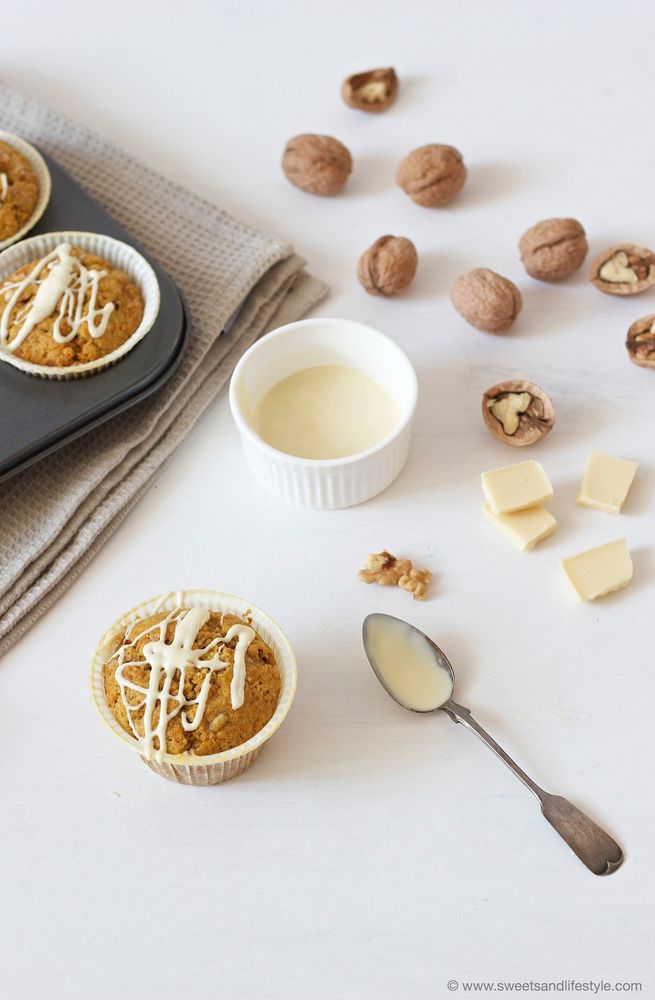 Rezeptbild: Kürbis Muffins mit weißer Schoko