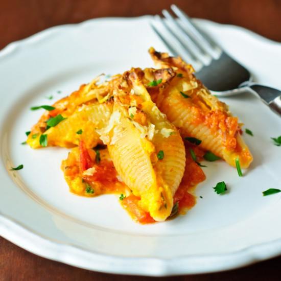 Rezeptbild: Conchiglie mit Kürbis-Ricotta-Füllung