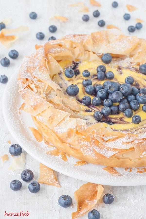 Rezeptbild: Blaubeer-Käsekuchen im Filoteig