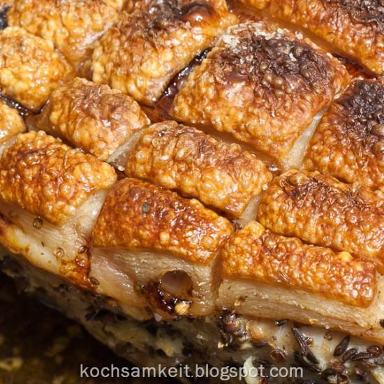 Rezeptbild: Schweinebraten, Brezelknödel und Pflaumensauce