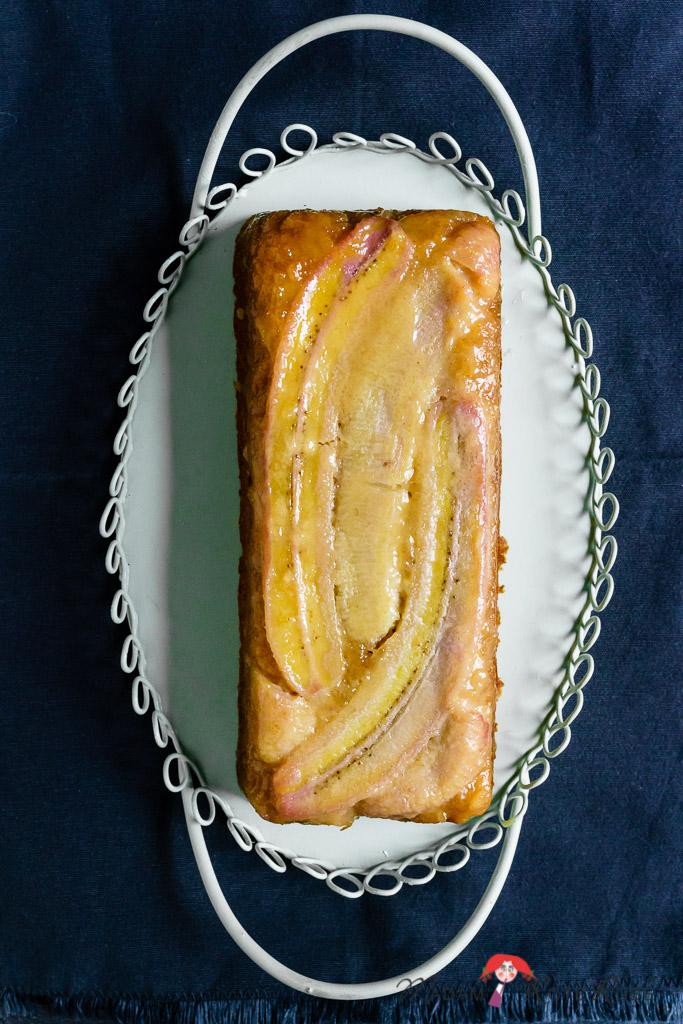 Rezeptbild: Karamellisierter Honig-Bananen-Kuchen mit Dinkelvollkornmehl als Upside-Down