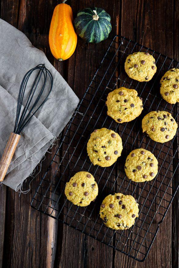 Rezeptbild: Kürbis Cookies Rezept mit Schokodrops