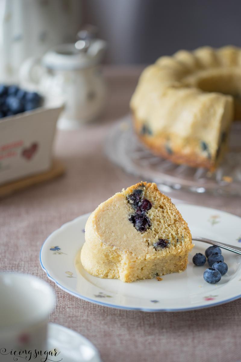 Rezeptbild: Blaubeeren Zitronen Flan Kuchen