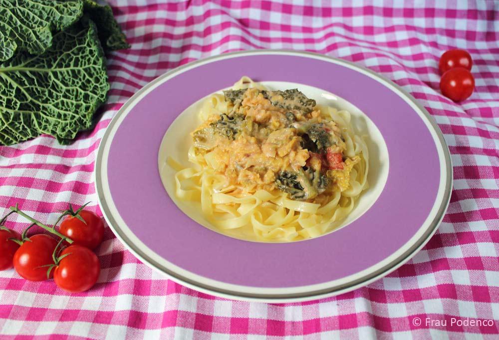 Rezeptbild: Bandnudeln mit Wirsing-Gorgonzola-Sauce