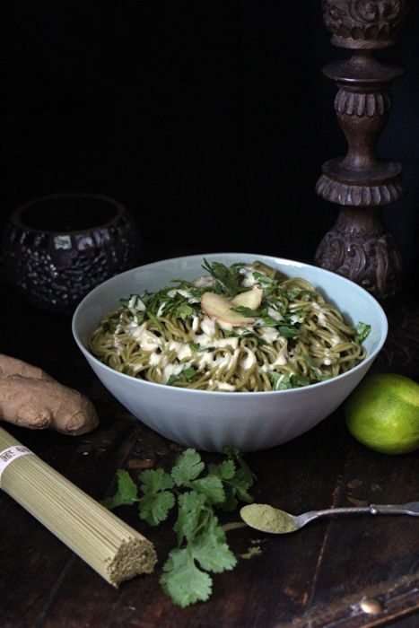 Rezeptbild: Matcha-Nudeln mit Wasabi-Sauce