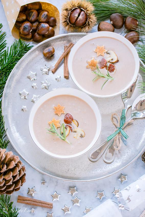 Rezeptbild: Winterliche Maronensuppe mit Chorizo und Champignons