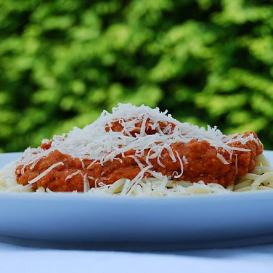 Rezeptbild: Vega-Spaghetthi mit Rote-Linsen Ragout