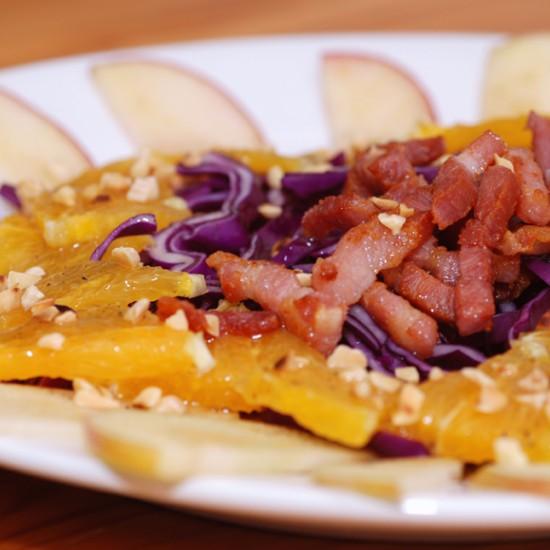 Rezeptbild: Rotkohl-Orangen-Salat mit Speck