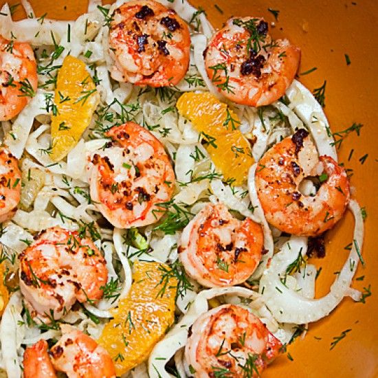 Rezeptbild: Fenchelsalat mit Garnelen und Orange