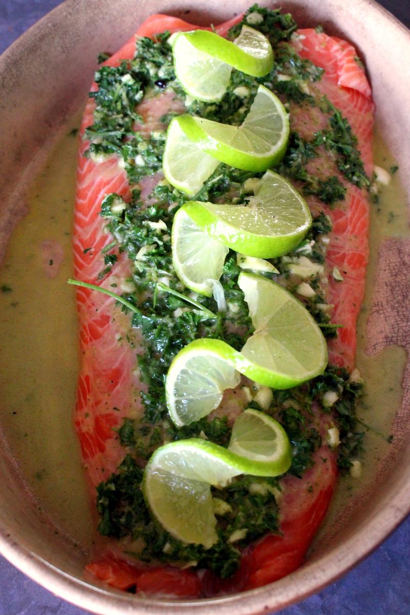 Rezeptbild: Lachs mit Petersilien-Lime Pesto