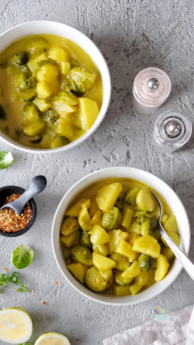 Rezeptbild: Cremiges Rosenkohl-Curry mit Kartoffeln