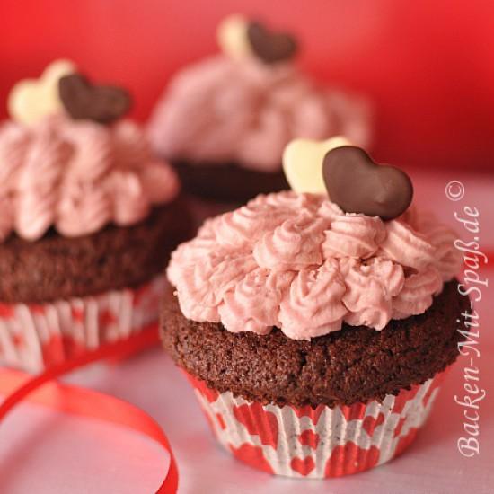 Rezeptbild: Schokomuffins mit Himbeer- Mascarpone- Creme