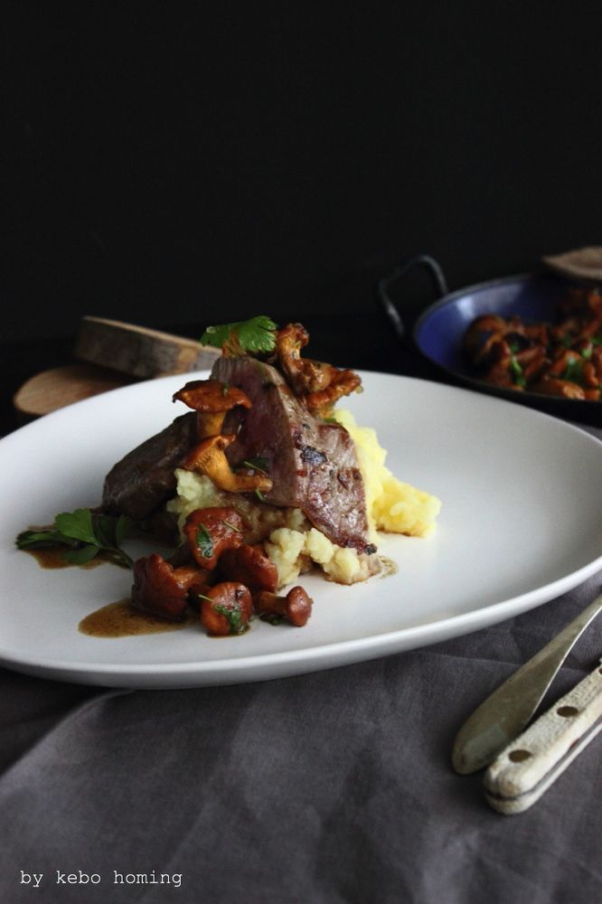 Rezeptbild: Rumpsteak mit Pfifferlingen