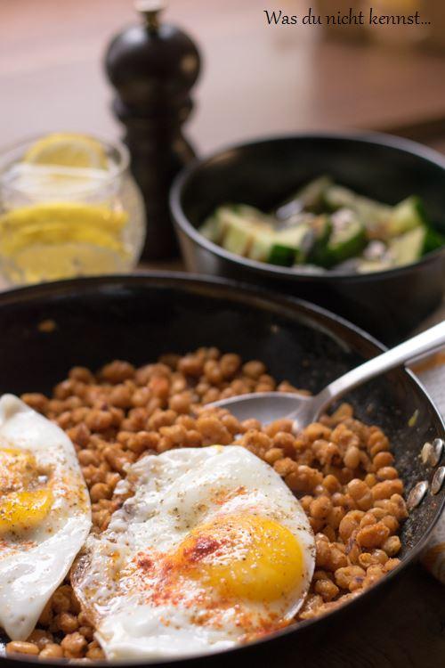 Rezeptbild: Gebratene Bohnen mit Spiegelei