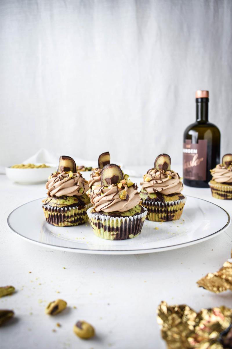 Rezeptbild: Mozartkugel Cupcakes mit Pistazien-Schoko Marmor Muffin