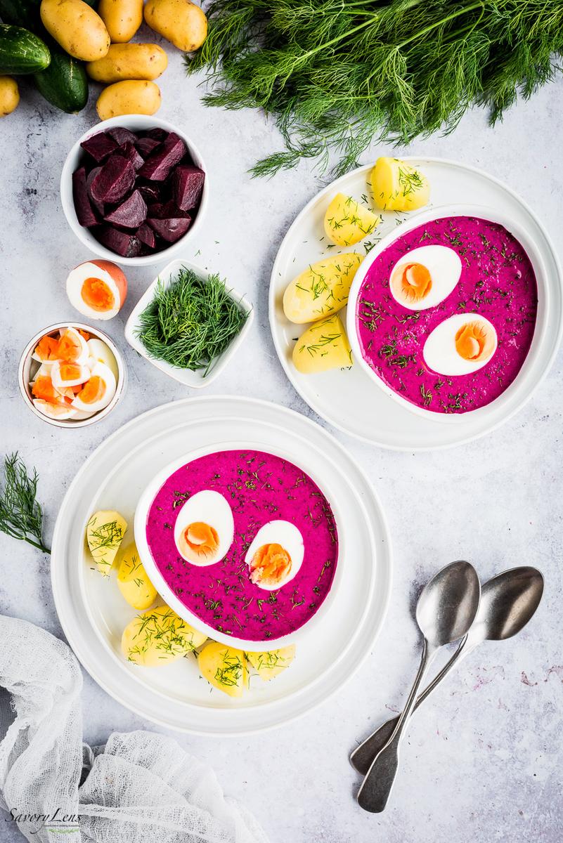 Rezeptbild: Šaltibarščiai – Kalte Litauische Rote Beete-Suppe