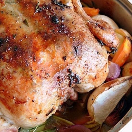 Rezeptbild: Estragon-Brathähnchen mit Ofengemüse