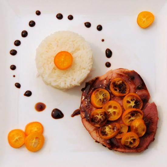 Rezeptbild: Asiatisch glasiertes Kumquat-Schinkli