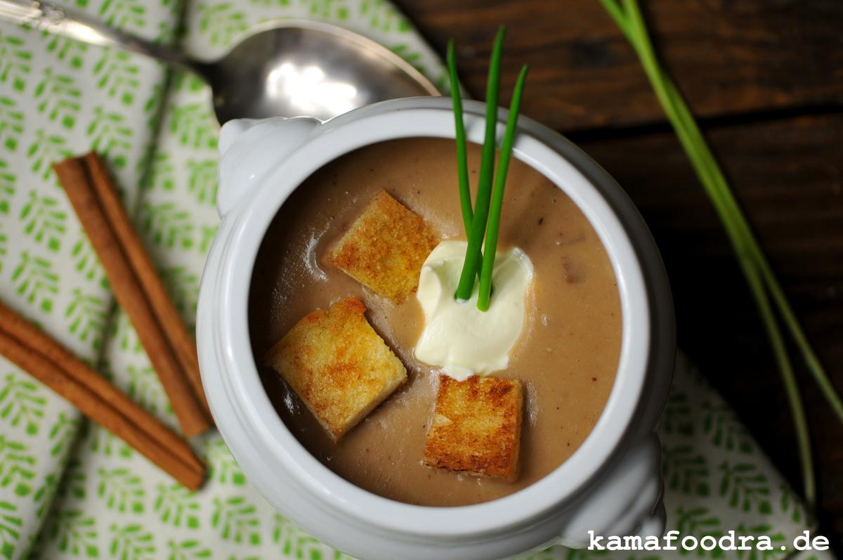 Rezeptbild: Maronensuppe mit Portwein, Cognac und Zimtcroutons