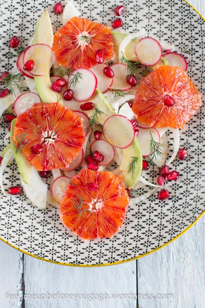 Rezeptbild: Fenchel-Blutorangen-Salat mit Avocado, Granatapfel und Dill