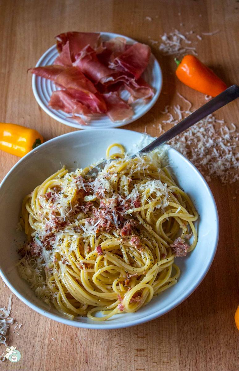Rezeptbild: Schinkennudeln auf Italienisch - Spaghetti con prosciutto crudo
