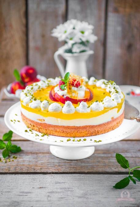 Rezeptbild: Pfirsichtorte mit Vanillequark